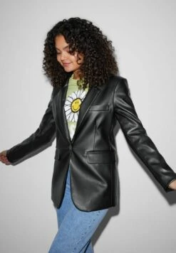 Chaqueta De Cuero Sintético - Black