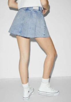 Falda Plisada - Denim Light Blue -Clockhouse Ventas cc6fc0cbb1c64327b54f96a95e8dbbb8