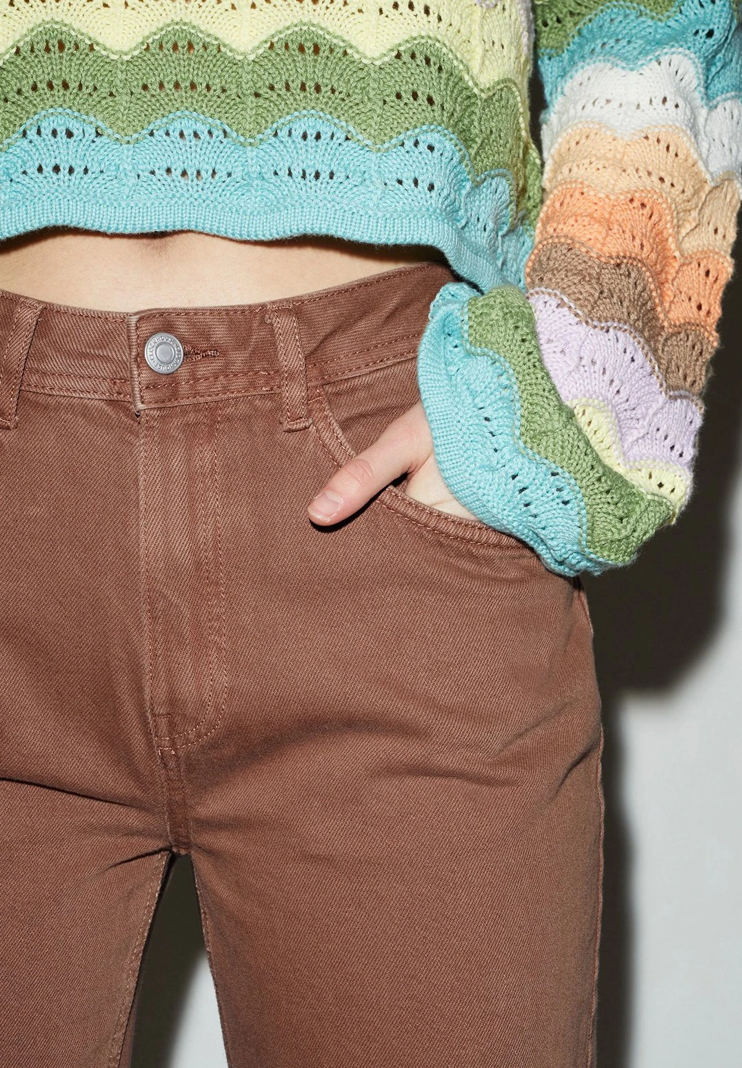 High Waist Trousers - Vaqueros Rectos - Beige 6 High Waist Trousers - Vaqueros Rectos - Beige - Imagen 4