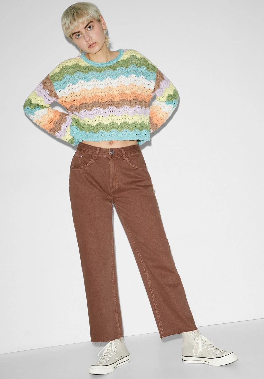 High Waist Trousers - Vaqueros Rectos - Beige 4 High Waist Trousers - Vaqueros Rectos - Beige - Imagen 2